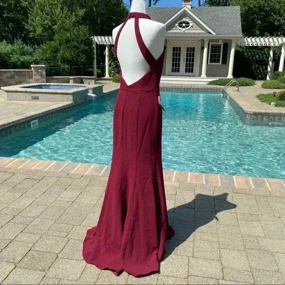 NWT Anthropologie BHLDN Montreal Formal Halter Maxi Dress Red - Picture 10 of 10